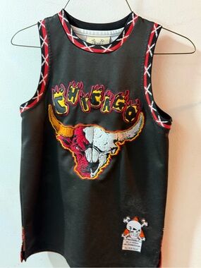 Mens Brand X Black Graphic Tank Top with Chicago Bulls Michael Jordan